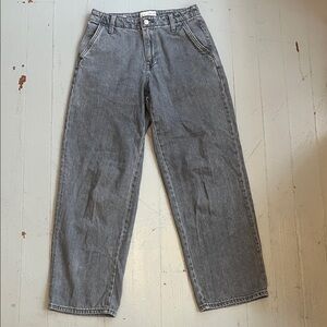 Gray Wide-Leg Denim Jeans